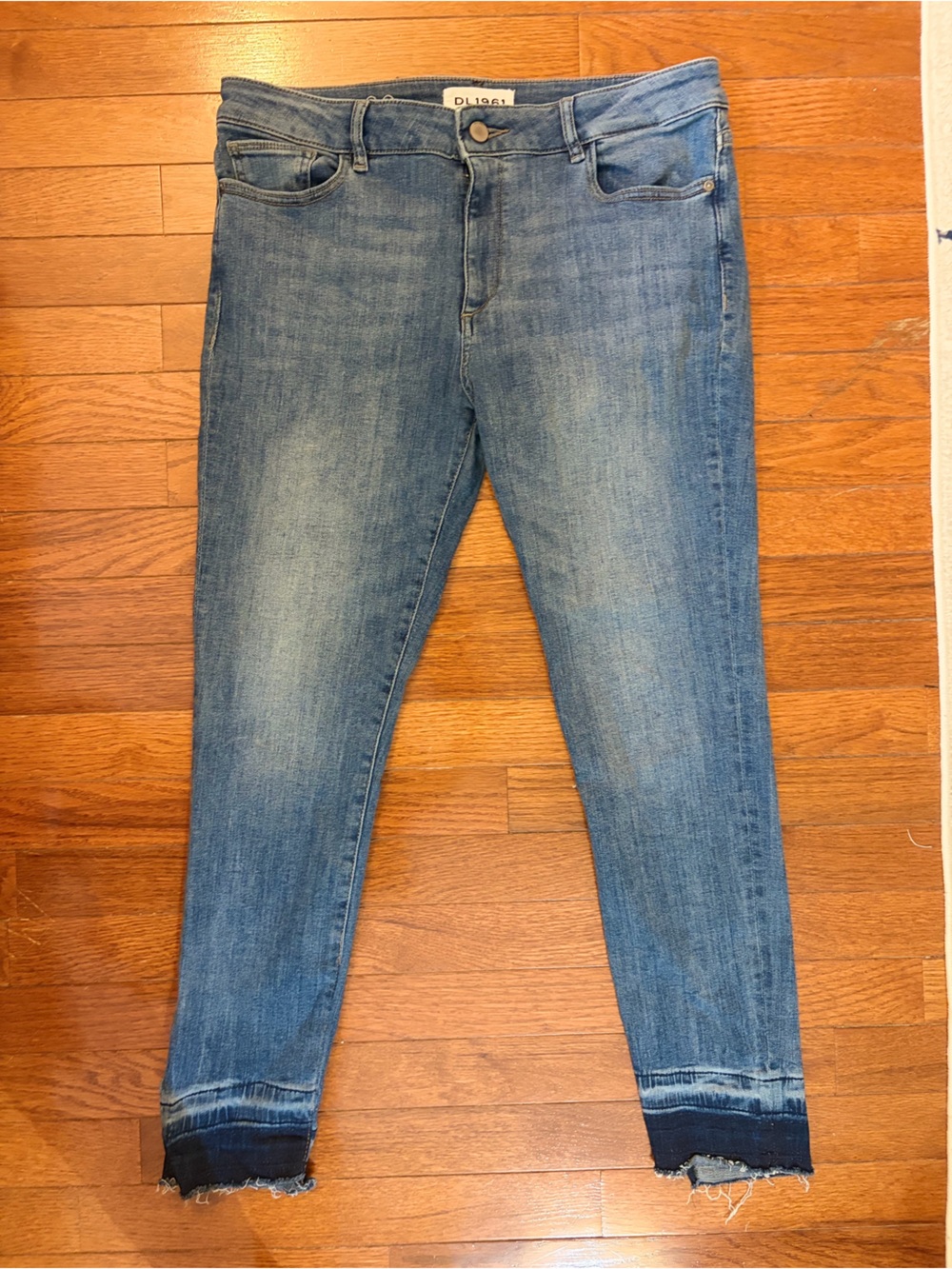 👖DL1961 Margaux Instasculpt Ankle Skinny Jeans Size 31 Raw Contrast Hem